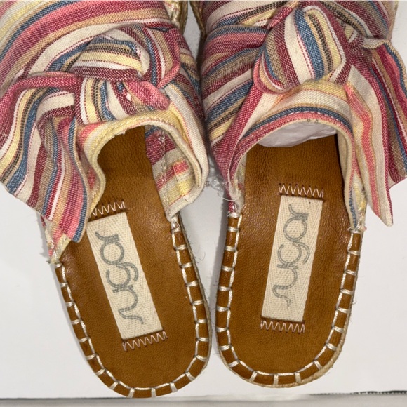 Sugar Hundreds Knotted Band Wedge Sandal Multi Dune Stripe  Size 10 - Picture 9 of 12